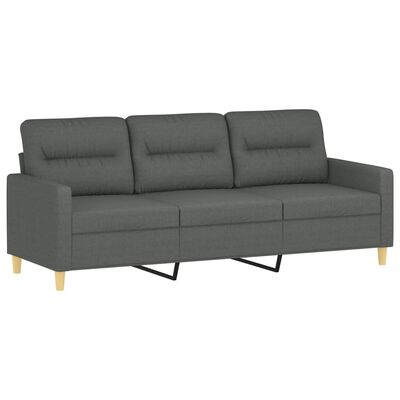 vidaXL 3-Seater Sofa with Footstool Dark Grey 180 cm Fabric