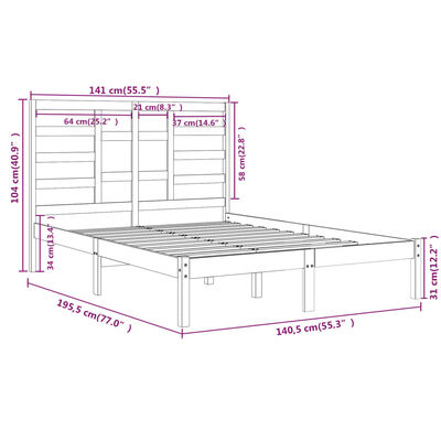 vidaXL Bed Frame White Solid Wood 135x190 cm Double