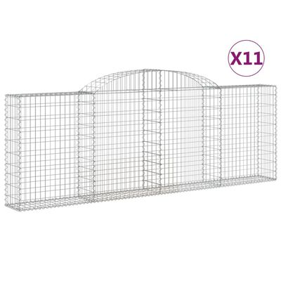 vidaXL Arched Gabion Baskets 11 pcs 300x30x100/120 cm Galvanised Iron