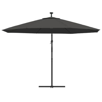 vidaXL Cantilever Garden Parasol with LED Lights and Metal Pole 350 cm Anthracite