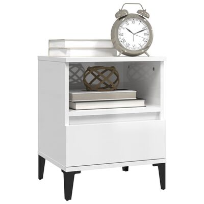 vidaXL Bedside Cabinet High Gloss White 40x35x50 cm