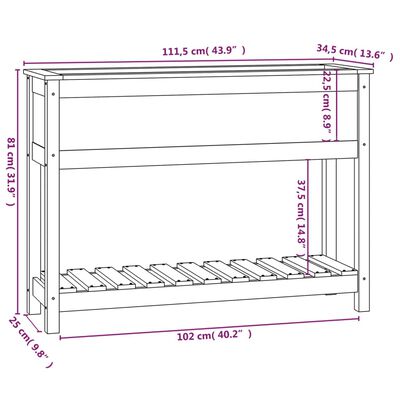 vidaXL Planter with Shelf 111.5x34.5x81 cm Solid Wood Pine