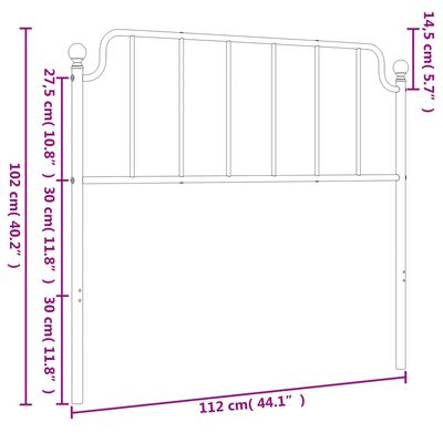 vidaXL Metal Headboard White 107 cm