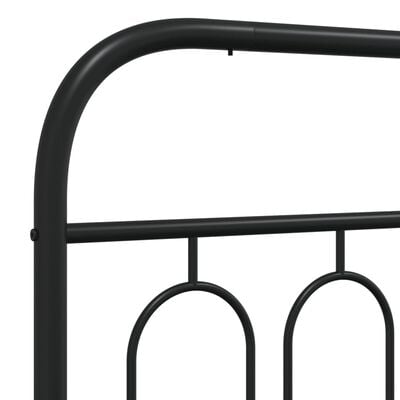 vidaXL Metal Bed Frame without Mattress with Headboard Black 90x190 cm Single