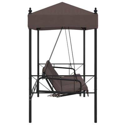 vidaXL Garden Swing Bench with Canopy Coffee Brown Steel