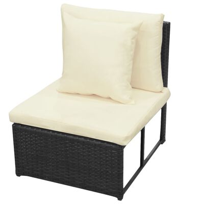 vidaXL 8 Piece Garden Lounge Set with Cushions Poly Rattan Black