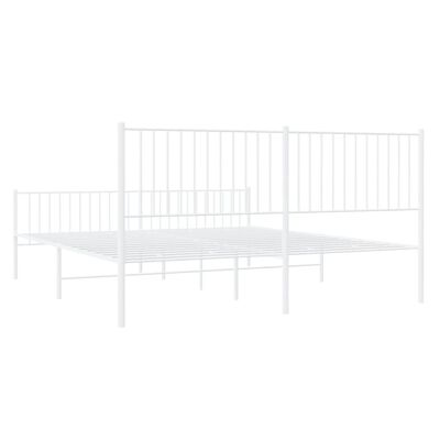 vidaXL Metal Bed Frame without Mattress with Footboard White 180x200 cm Super King