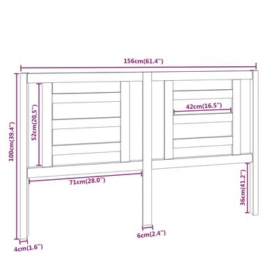 vidaXL Bed Headboard 156x4x100 cm Solid Wood Pine