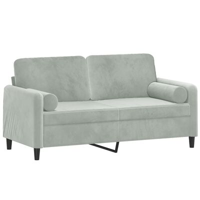 vidaXL 2-Seater Sofa with Throw Pillows Light Grey 140 cm Velvet