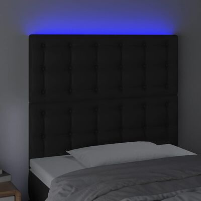 vidaXL LED Headboard Black 100 cm Faux Leather