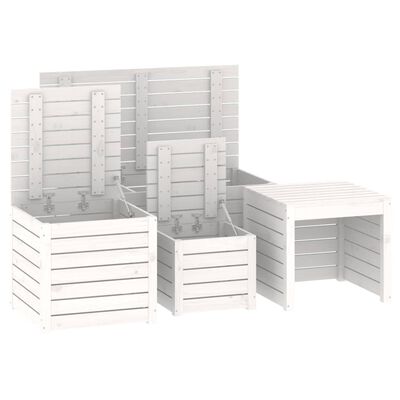 vidaXL 4 Piece Garden Box Set White Solid Wood Pine