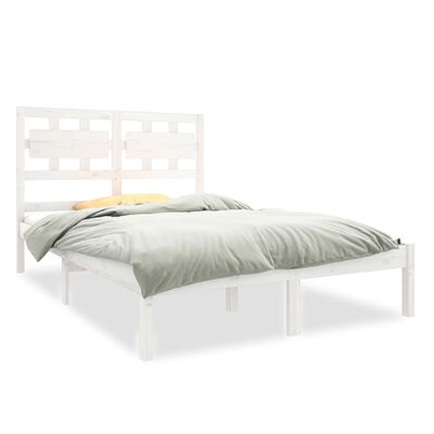 vidaXL Bed Frame without Mattress White 135x190 cm Double Solid Wood