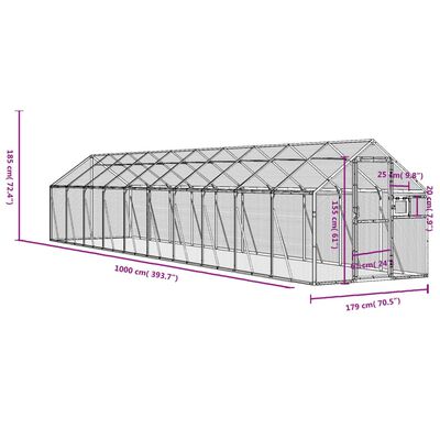 vidaXL Aviary Silver 1.79x10x1.85 m Aluminium