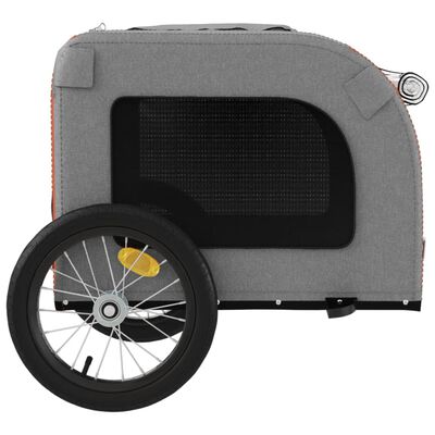 vidaXL Pet Bike Trailer Orange and Grey Oxford Fabric and Iron