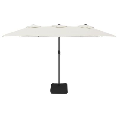 vidaXL Double-Head Garden Parasol with LEDs Sand White 449x245 cm