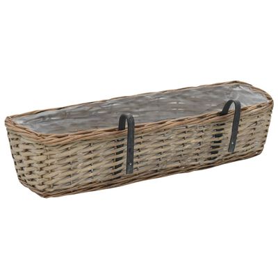 vidaXL Balcony Planter 2 pcs Wicker with PE Lining 60 cm