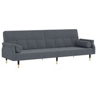 vidaXL Sofa Bed with Cushions Dark Grey Velvet