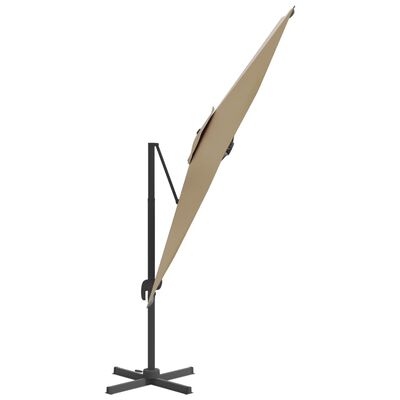 vidaXL LED Cantilever Garden Parasol Taupe 400x300 cm