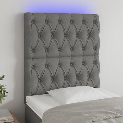 vidaXL LED Headboard Dark Grey 80 cm Fabric