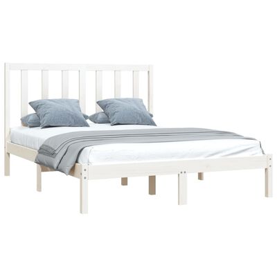 vidaXL Bed Frame White Solid Wood Pine 150x200 cm King Size