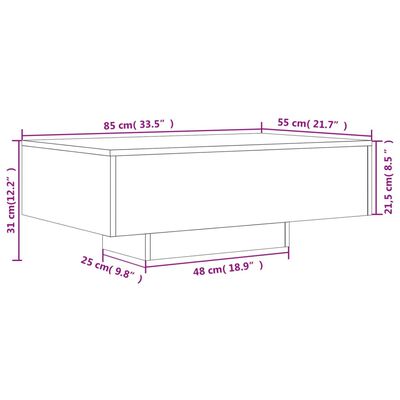 vidaXL Coffee Table with LED Lights White 85x55x31 cm