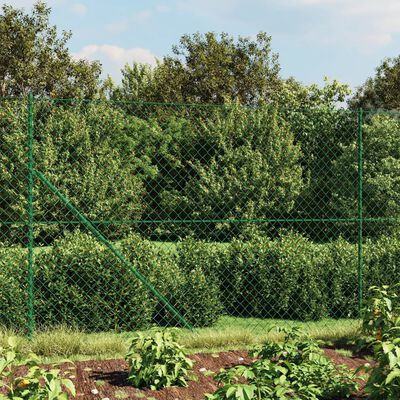 vidaXL Chain Link Fence with Spike Anchors Green 1.8x25 m