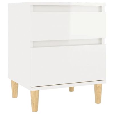 vidaXL Bedside Cabinet High Gloss White 40x35x50 cm