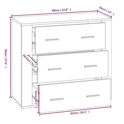 vidaXL Highboard Brown Oak Engineered Wood