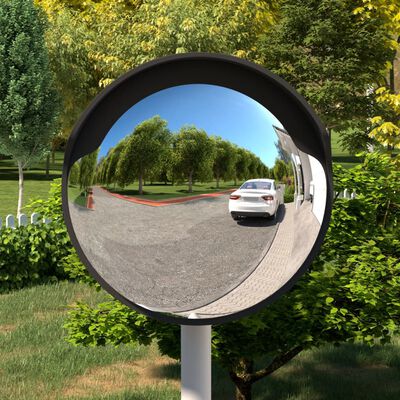 vidaXL Outdoor Convex Traffic Mirror Black Ø45 cm Polycarbonate