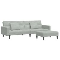 vidaXL 2-Seater Sofa Bed with Footstool Light Grey Velvet