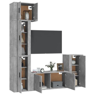 vidaXL 5 Piece TV Cabinet Set Concrete Grey Engineered Wood