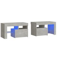 vidaXL Bedside Cabinets 2 pcs with LED Lights Concrete Grey 70x36.5x40 cm