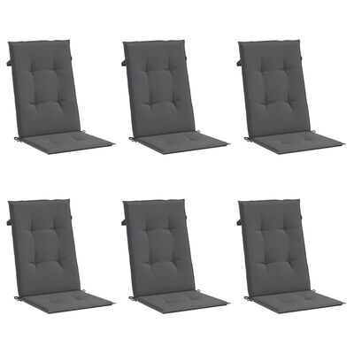 vidaXL Garden Highback Chair Cushions 6 pcs Anthracite 120x50x3 cm Fabric