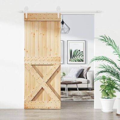 vidaXL Sliding Door with Hardware Set 80x210 cm Solid Wood Pine