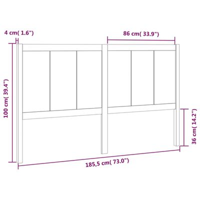 vidaXL Bed Headboard Black 185.5x4x100 cm Solid Pine Wood