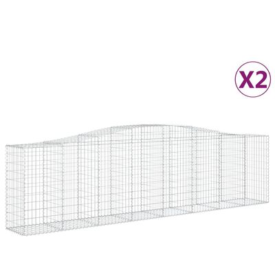 vidaXL Arched Gabion Baskets 2 pcs 400x50x100/120 cm Galvanised Iron