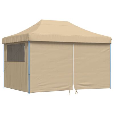 vidaXL Foldable Party Tent Pop-Up with 4 Sidewalls Beige