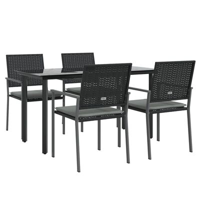 vidaXL 5 Piece Garden Dining Set with Cushions Poly Rattan and Steel