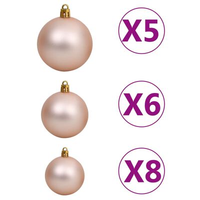 vidaXL Artificial Hinged Christmas Tree 150 LEDs & Ball Set 120 cm