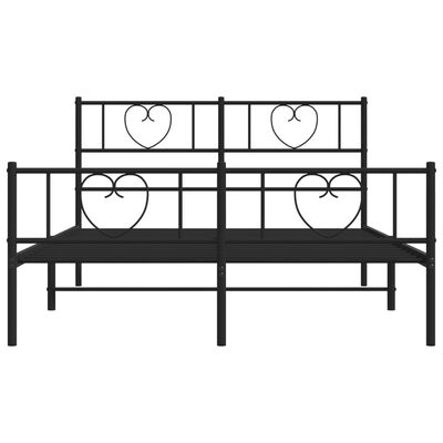 vidaXL Metal Bed Frame without Mattress with Footboard Black 150x200 cm King Size