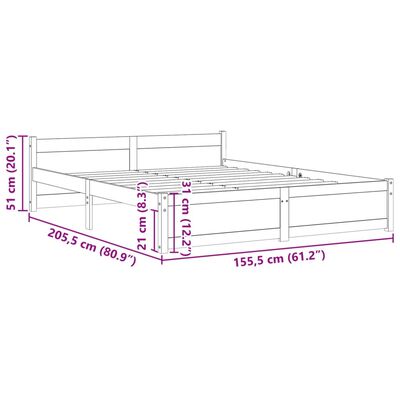 vidaXL Bed Frame without Mattress Black Solid Wood 150x200 cm King Size