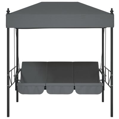 vidaXL Garden Swing Bench with Canopy Dark Grey Steel