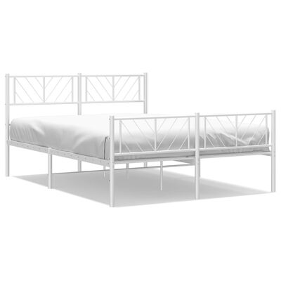 vidaXL Metal Bed Frame without Mattress with Footboard White 150x200 cm King Size