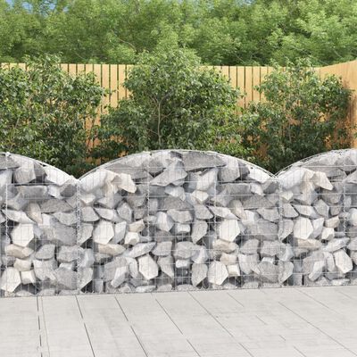 vidaXL Arched Gabion Basket 150x30x80/100 cm Galvanised Iron