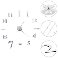 vidaXL 3D Wall Clock Modern Design 100 cm XXL Silver