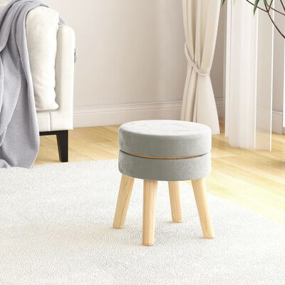 vidaXL Round Hocker Light Grey Velvet