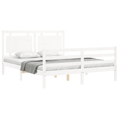 vidaXL Bed Frame without Mattress White King Size Solid Wood