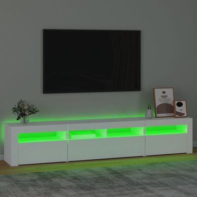 vidaXL TV Cabinet with LED Lights White 210x35x40 cm