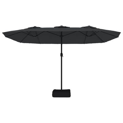 vidaXL Double-Head Garden Parasol with LEDs Black 449x245 cm