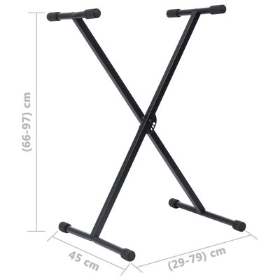 vidaXL Keyboard Stand and Stool Set Black